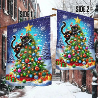 Humorous Holiday Kitten Yard Flag, Black Cat Christmas Tree Garden Flag, Double-Sided Cat Lover Garden Flag, Winter Xmas Lawn Decor