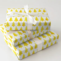 Modern Watercolor Tree Gift Wrap, Yellow Christmas Tree Wrapping Paper, Minimalist Holiday Wrapping Paper, Festive Xmas Gift Wrapping Paper