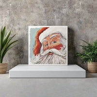 Expressive Christmas Portrait Canvas Art, Santa Claus Square Canvas, Modern Santa Canvas Print, Holiday Wall Decor, Winter Home Present