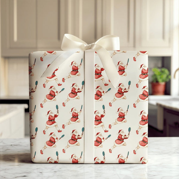 Humorous Sports Christmas Wrapping Paper Roll, Santa Pickleball Wrapping Paper, Pickleball Player Gift Wrap, Holiday Pickleba