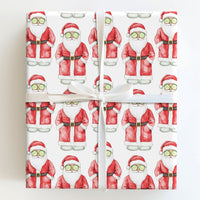 Humorous Cucumber Mask Gift Wrap, Spa Santa Christmas Wrapping Paper, Relaxing Santa Holiday Paper, Self-Care Humor Present Wrapping Paper