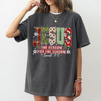 Plaid Christmas Faith T-Shirt, Jesus Is the Reason for the Season Shirt, Christian Holiday Tee, Religious Faith Graphic Shirt, Xmas Present