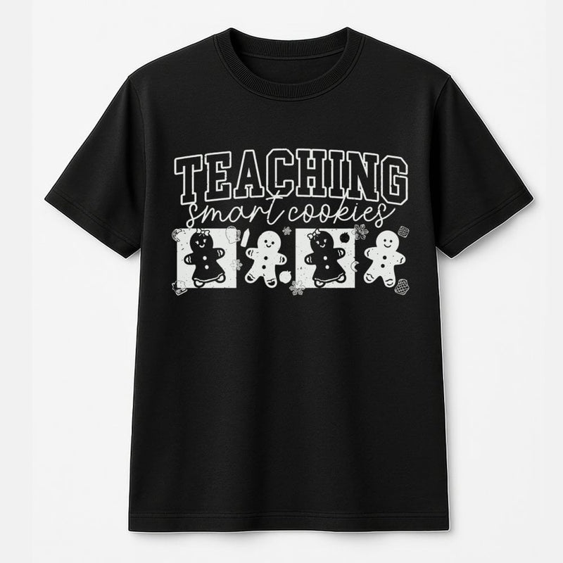 Gingerbread Teacher Christmas Shirt, Teaching Smart Cookies T-Shirt, Adorable Educator Holiday Graphic Tee, Smart Cookies School Teacher Shirt