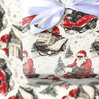 Humorous ATV Santa Gift Wrap, Santa Snowmobile Wrapping Paper, Watercolor Winter Sports Paper, Christmas Outdoor Wrapping Paper Roll