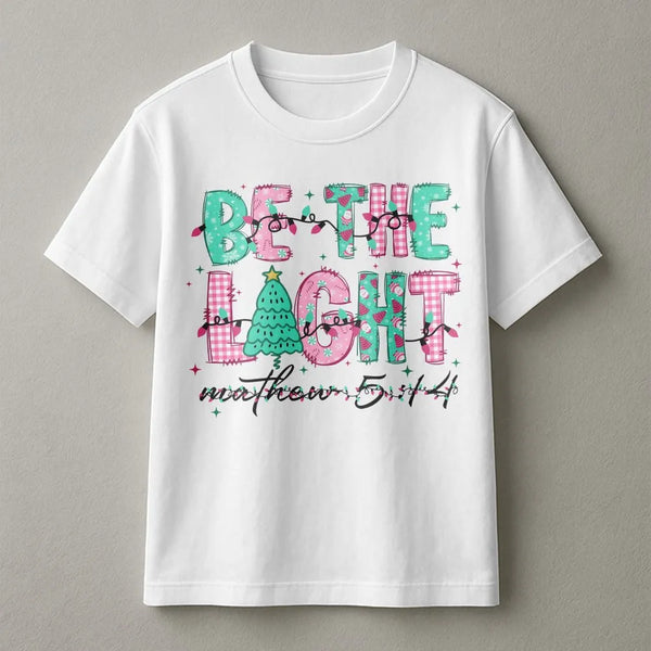 Matthew 5, Be the Light Shirt, 14 Christian T-Shirt, Plaid Christmas Tree Graphic Tee, Faith Based Holiday Tee, Christian Chr