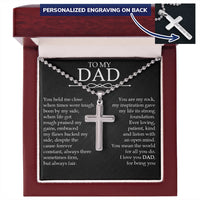 Custom Engraved Faith Pendant Necklace, Personalized Cross Necklace for Dad, Stainless Steel Cross Necklace, Birthday Christmas Present
