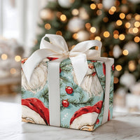 Retro Santa Face Holiday Gift Wrap, Vintage Santa Claus Wrapping Paper, Classic Christmas Wrapping Paper, Nostalgic Xmas Gift Wrap Roll