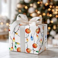 Sports Holiday Gift Wrap, Basketball Christmas Wrapping Paper, Xmas Lights Wrapping Paper, Basketball Fan Gift Wrap, Holiday Gift Wrap