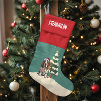Adorable Dog Santa Hat Stocking, Personalized Basset Hound Christmas Stocking, Custom Pet Christmas Stocking, Holiday Decor Present for Dog Lovers