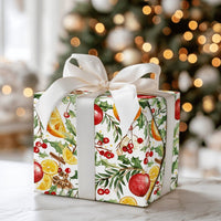 Orange Slice Christmas Gift Wrap, Watercolor Citrus Holly Wrapping Paper, Botanical Pinecone Wrapping Paper, Holiday Present Wrapping Paper