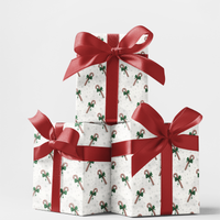 Snowflake Holiday Gift Wrap, Candy Cane Christmas Wrapping Paper, Festive Xmas Wrapping Paper, Holiday Present Wrapping Paper Roll