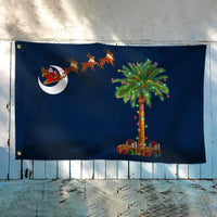 Santa Palmetto Tree Moon Flag, South Carolina Christmas House Flag, Double-Sided Southern Holiday Garden Flag, Festive Yard Banner
