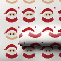Retro Christmas Gift Wrap, Pixel Art Santa Wrapping Paper, Pixelated Santa Claus Present Paper, Holiday Gift Wrap Roll, Secret Santa Paper