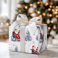 Waving Santa Claus Gift Wrap, Wheelchair Santa Wrapping Paper, Watercolor Inclusive Christmas Wrapping Paper, Adaptive Holiday Gift Wrap