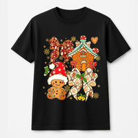 Adorable Holiday Cookie Shirt, Christmas Gingerbread Man T-Shirt, Festive Santa Hat Graphic Tee, Gingerbread House Xmas Top, Holiday Present Tee