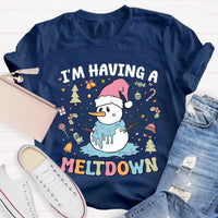 Humorous Winter Holiday Graphic Shirt, Meltdown Snowman Christmas T-Shirt, Adorable Melting Snowman Humor Xmas Tee, Present