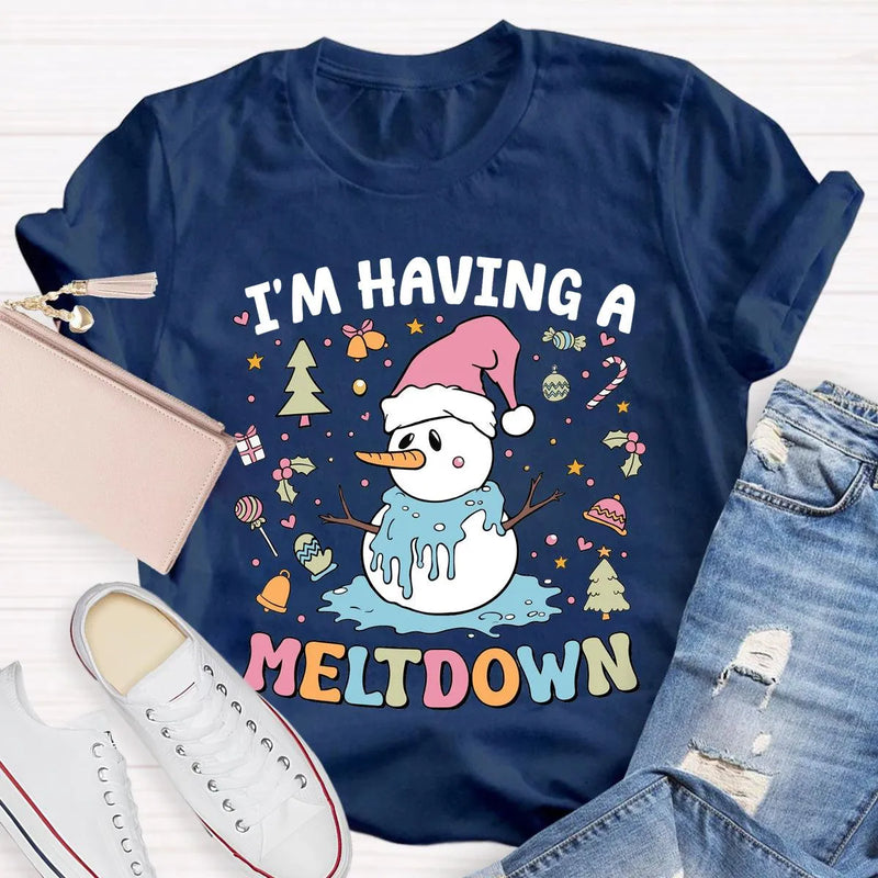 Humorous Winter Holiday Graphic Shirt, Meltdown Snowman Christmas T-Shirt, Adorable Melting Snowman Humor Xmas Tee, Present