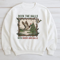 Deck the Halls Mallard Crewneck, Duck Hunting Christmas Sweatshirt, Humorous Hunter Holiday Sweater, Outdoor Wildlife Xmas Pullover Present