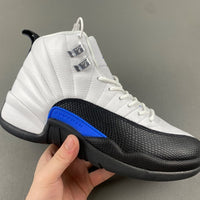 Low Top Sneakers, Blue White Black Colorway, Leather Footwear, Lace Up Design, Casual Gift for Sneaker Fans