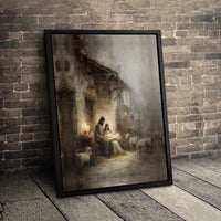 Holy Family Manger Poster, Nativity Scene Christmas Wall Art Print, Christian Holiday Printable Art, Instant Digital Download Decor