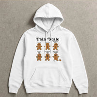 Humorous Nurse Christmas Sweatshirt, Gingerbread Pain Scale Hoodie, Adorable Nursing Humor Hooded Pullover, RN Medical Staff Holiday Nurse Hoodie