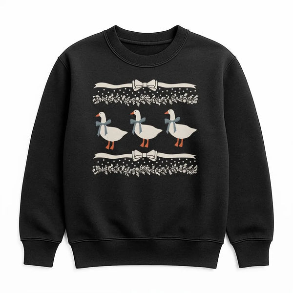Adorable Geese Ugly Christmas Sweater, Goose Christmas Sweatshirt, Retro Animal Holiday Crewneck, Festive Goose Lover Xmas Pu