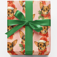 Adorable Holiday Dog Gift Wrap, Chihuahua Christmas Wrapping Paper, Festive Chihuahua Wrapping Paper, Dog Lover Xmas Present Paper Roll