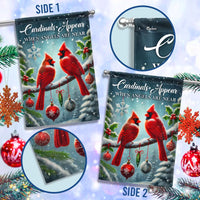 Winter Cardinal Christmas Yard Flag, Cardinals Appear When Angels Are Near Garden Flag, Double-Sided Memorial Lawn Banner Flag