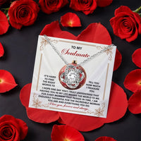 Rotating Rose Gift Box, Soulmate Love Knot Necklace, CZ Crystal Knot Pendant, Gold Jewelry, Romantic Anniversary Christmas Present for Wife Her