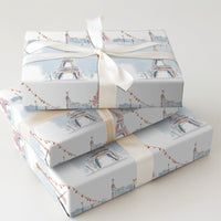Watercolor Eiffel Tower Gift Wrap, Paris Christmas Wrapping Paper, Parisian Holiday Wrapping Paper, French Winter Wonderland Gift Wrap Roll