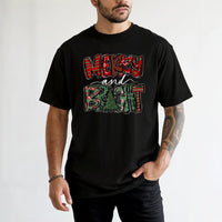 Plaid Tree Holiday Shirt, Merry and Bright Christmas T-Shirt, Festive Graphic Tee, Adorable Xmas Tree T-Shirt, Winter Holiday Apparel