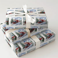 Christmas Locomotive Gift Wrap, Vintage Steam Train Wrapping Paper, Watercolor Train Wrapping Paper, Holiday Winter Train Gift Wrap Roll