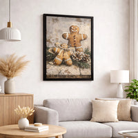 Rustic Christmas Kitchen Canvas Print, Gingerbread Men Canvas Wall Art, Impasto Holiday Wall Art, Festive Winter Baker Canvas Decor