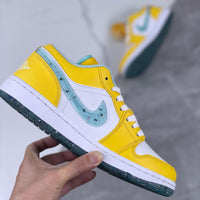 Retro Low Top Sneakers, White Yellow Colorway, Lace Up Design, Casual Gift for Sneaker Fans