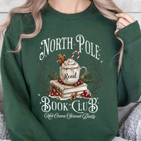 Christmas Book Lover Crewneck, North Pole Book Club Sweatshirt, Adorable Holiday Reader Graphic Pullover, Bookish Xmas Sweater, Reader Present