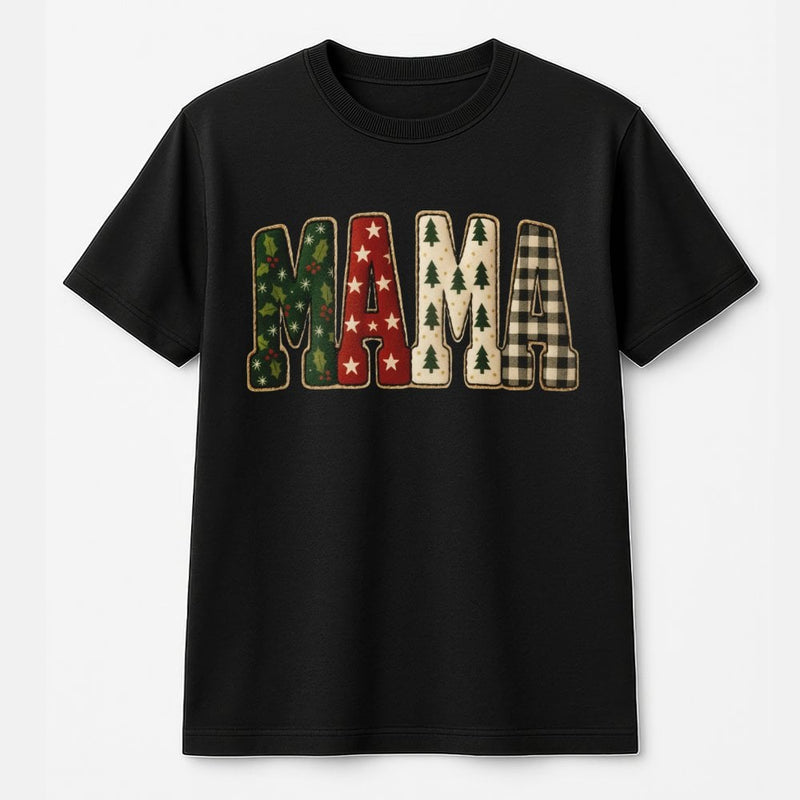 Plaid Tree Holiday Graphic Tee, Christmas Mama T-Shirt, Festive Mama Christmas Shirt, Adorable Winter Mom Tee, Family Holiday Present for Mother