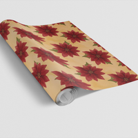 Floral Holiday Gift Wrap Roll, Watercolor Poinsettia Christmas Wrapping Paper, Festive Botanical Wrapping Paper, Elegant Xmas Gift Wrap