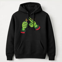 Stoner Christmas Graphic Pullover, Green Monster Hand Hoodie, Humorous Weed Smoker Hoodie, Holiday Christmas Hoodie, Green Monster Present