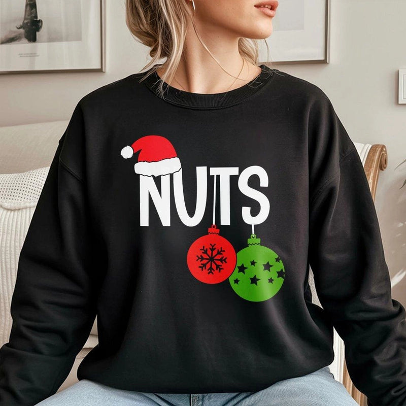 Santa Hat Holiday Sweater, Humorous Christmas Nuts Sweatshirt, Cheeky Xmas Pullover, Couples Matching Ugly Christmas Sweatshirt, Winter Present