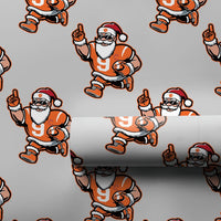 Orange Football Gift Wrap, Football Santa Christmas Wrapping Paper, Sports Fan Holiday Wrapping Paper, Game Day Sports Gift Wrapping Paper