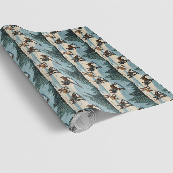 Snowboarding Dog Gift Wrap, French Bulldog Wrapping Paper, Adorable Winter Frenchie Present Paper, Holiday Gift Wrap Roll, Ch