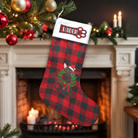 Red Buffalo Plaid Pet Stocking, Personalized Black Cat Christmas Stocking, Custom Cat Name Holiday Stocking, Cat Lover Xmas Present