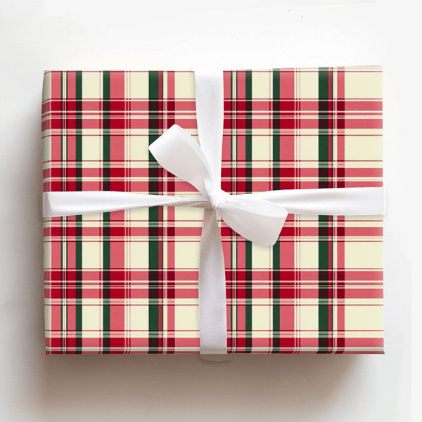 Red and Green Tartan Gift Wrap, Christmas Plaid Gift Wrapping Paper, Traditional Holiday Gift Wrapping Paper, Classic Winter 