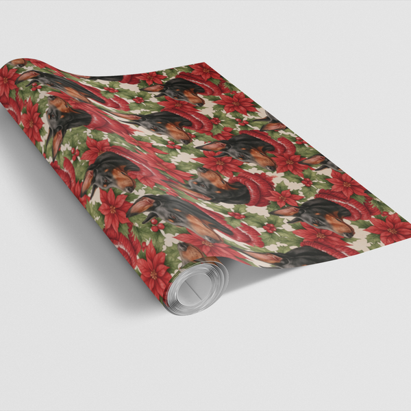 Doberman Christmas Gift Wrap, Doberman Pinscher Wrapping Paper, Winter Dog Holiday Wrapping Paper, Dog Lover Xmas Gift Wrap, 