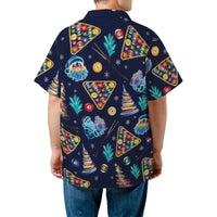 Neon Pool Aloha Shirt, Billiards Christmas Hawaiian Shirt, Santa Holiday Hawaiian Shirt, Tropical Xmas Button Up Shirt, Pool Player Present