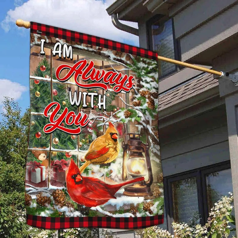 Double Sided Memorial Yard Flag, Cardinal Christmas Garden Flag I Am Always with You, Remembrance Holiday Lawn Flag, Bereavement Present