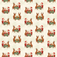 Adorable Christmas Meal Gift Wrap, Santa and Reindeer Dinner Wrapping Paper, Retro Holiday Story Wrapping Paper, Xmas Present Paper Roll
