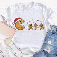 Adorable Snowflake Christmas Tee, Christmas Biscuit Santa Hat Shirt, Holiday Biscuit T-Shirt, Winter Cookie Shirt, Christmas Present for Women