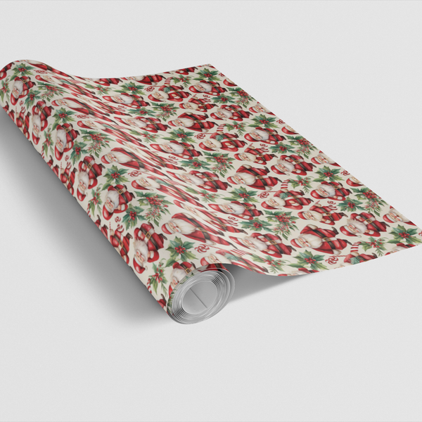 Retro Candy Cane Wrapping Paper, Vintage Santa Christmas Wrapping Paper, Nostalgic Holiday Gift Wrap, Classic Christmas Prese