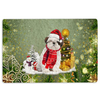 Christmas Tree Dog Doormat, Shih Tzu Christmas Doormat, Holiday Entryway Doormat, Dog Lover Welcome Mat, Winter Porch Floor Decor Present
